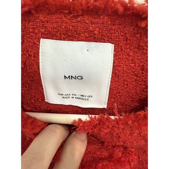 Mng Mango TWEED JACKET WITH POCKETS in red New Women’s Sz XXL - Picture 3 of 7
